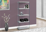 L&S Basics 10612 Bookcase - 60"H / Grey Cement With Tempered Glass