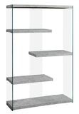L&S Basics 10613 Bookcase - 60"H / Grey Cement With Tempered Glass