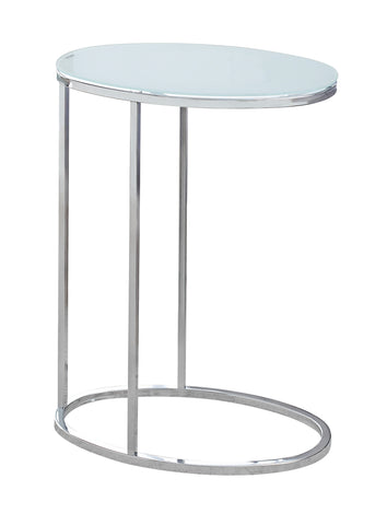 L&S Basics 10614 Accent Table - Oval / Chrome / Frosted Tempered Glass