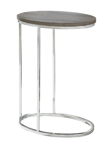 L&S Basics 10615 Accent Table - Oval / Dark Taupe With Chrome Metal