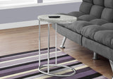 L&S Basics 10617 Accent Table - Oval / Grey Cement With Chrome Metal
