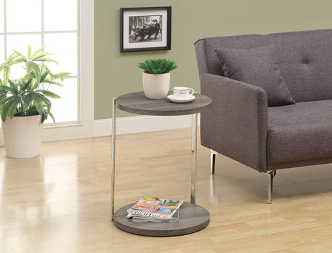 L&S Basics 10622 Accent Table - Dark Taupe With Chrome Metal