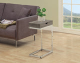 L&S Basics 10624 Accent Table - Chrome Metal / Dark Taupe With A Drawer