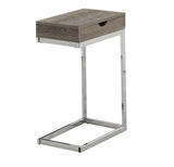 L&S Basics 10624 Accent Table - Chrome Metal / Dark Taupe With A Drawer