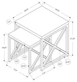L&S Basics 10625 Nesting Table - 2Pcs Set / Dark Taupe With Chrome Metal