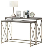 L&S Basics 10626 Console Table - 2Pcs / Dark Taupe With Chrome Metal