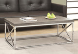 L&S Basics 10627 Coffee Table - Dark Taupe With Chrome Metal