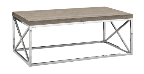 L&S Basics 10627 Coffee Table - Dark Taupe With Chrome Metal