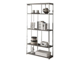 L&S Basics 10629 Bookcase - 72"H / Dark Taupe With Chrome Metal
