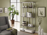 L&S Basics 10629 Bookcase - 72"H / Dark Taupe With Chrome Metal