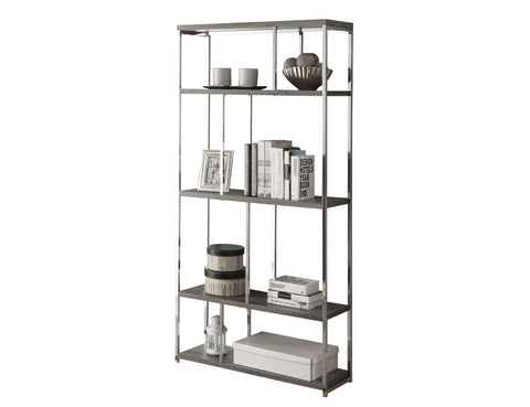 L&S Basics 10629 Bookcase - 72"H / Dark Taupe With Chrome Metal