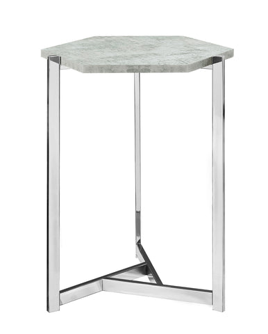 L&S Basics 10633 Accent Table - Hexagon / Grey Cement / Chrome Metal