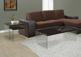 L&S Basics 10634 Coffee Table - Cappuccino With Tempered Glass