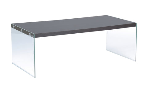 L&S Basics 10634 Coffee Table - Cappuccino With Tempered Glass