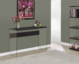 L&S Basics 10636 Console Table - Cappuccino With Tempered Glass