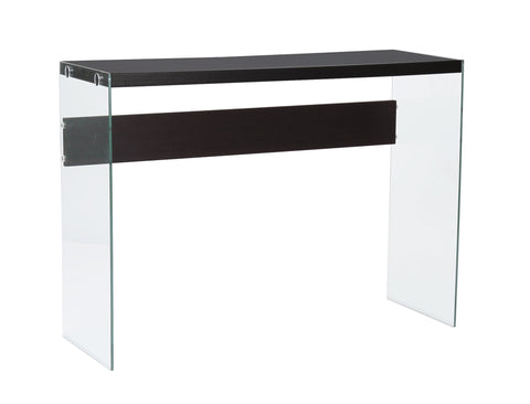 L&S Basics 10636 Console Table - Cappuccino With Tempered Glass