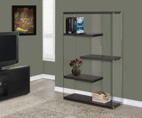 L&S Basics 10637 Bookcase - 60"H / Cappuccino With Tempered Glass