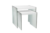 L&S Basics 10639 Nesting Table - 2Pcs Set / Glossy White / Tempered Glass