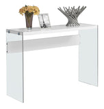 L&S Basics 10640 Console Table - Glossy White With Tempered Glass