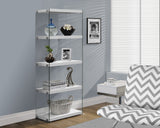 L&S Basics 10641 Bookcase - 60"H / Glossy White With Tempered Glass