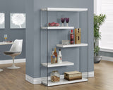 L&S Basics 10642 Bookcase - 60"H / Glossy White With Tempered Glass