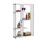 L&S Basics 10642 Bookcase - 60"H / Glossy White With Tempered Glass