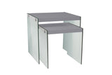 L&S Basics 10644 Nesting Table - 2Pcs Set / Glossy Grey / Tempered Glass