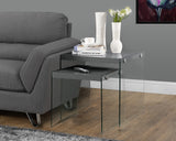L&S Basics 10644 Nesting Table - 2Pcs Set / Glossy Grey / Tempered Glass