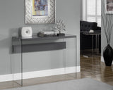 L&S Basics 10645 Console Table - Glossy Grey With Tempered Glass