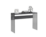 L&S Basics 10645 Console Table - Glossy Grey With Tempered Glass