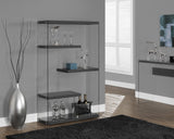 L&S Basics 10646 Bookcase - 60"H / Glossy Grey With Tempered Glass