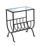 L&S Basics 10647 Accent Table - Stardust Brown Metal With Tempered Glass