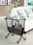 L&S Basics 10650 Accent Table - Black / Taupe Mix Metal W/ Tempered Glass