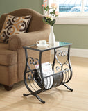 L&S Basics 10651 Accent Table - Satin Black Metal  With Tempered Glass