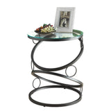 L&S Basics 10652 Accent Table - Matte Black Metal With Tempered Glass