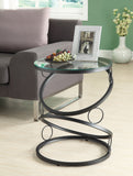 L&S Basics 10652 Accent Table - Matte Black Metal With Tempered Glass