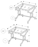 L&S Basics 10653 Nesting Table - 2Pcs Set / Silver With Tempered Glass