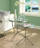 L&S Basics 10654 Nesting Table - 2Pcs Set / Silver With Tempered Glass