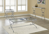 L&S Basics 10655 Coffee Table - Silver Metal With Tempered Glass