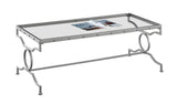 L&S Basics 10655 Coffee Table - Silver Metal With Tempered Glass