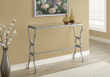 L&S Basics 10656 Console Table - Silver Metal With Tempered Glass