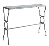L&S Basics 10656 Console Table - Silver Metal With Tempered Glass
