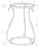 L&S Basics 10657 Accent Table - Hammered Black Metal With Tempered Glass