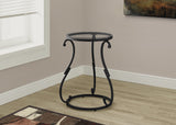 L&S Basics 10657 Accent Table - Hammered Black Metal With Tempered Glass
