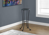 L&S Basics 10658 Accent Table - Hammered Black Metal With Tempered Glass