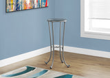 L&S Basics 10659 Accent Table - Silver Metal With Tempered Glass