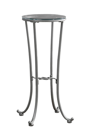 L&S Basics 10659 Accent Table - Silver Metal With Tempered Glass