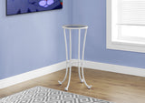 L&S Basics 10660 Accent Table - White Metal With Tempered Glass