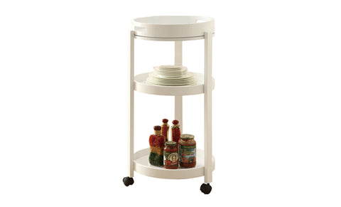 L&S Basics 10661 Home Bar - White Cart With A Serving Tray On Castors