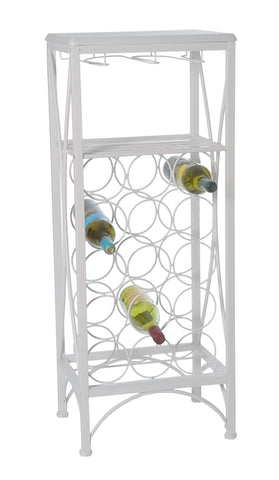 L&S Basics 10664 Home Bar - 40"H / White Metal Wine Bottle And Glass Rack
